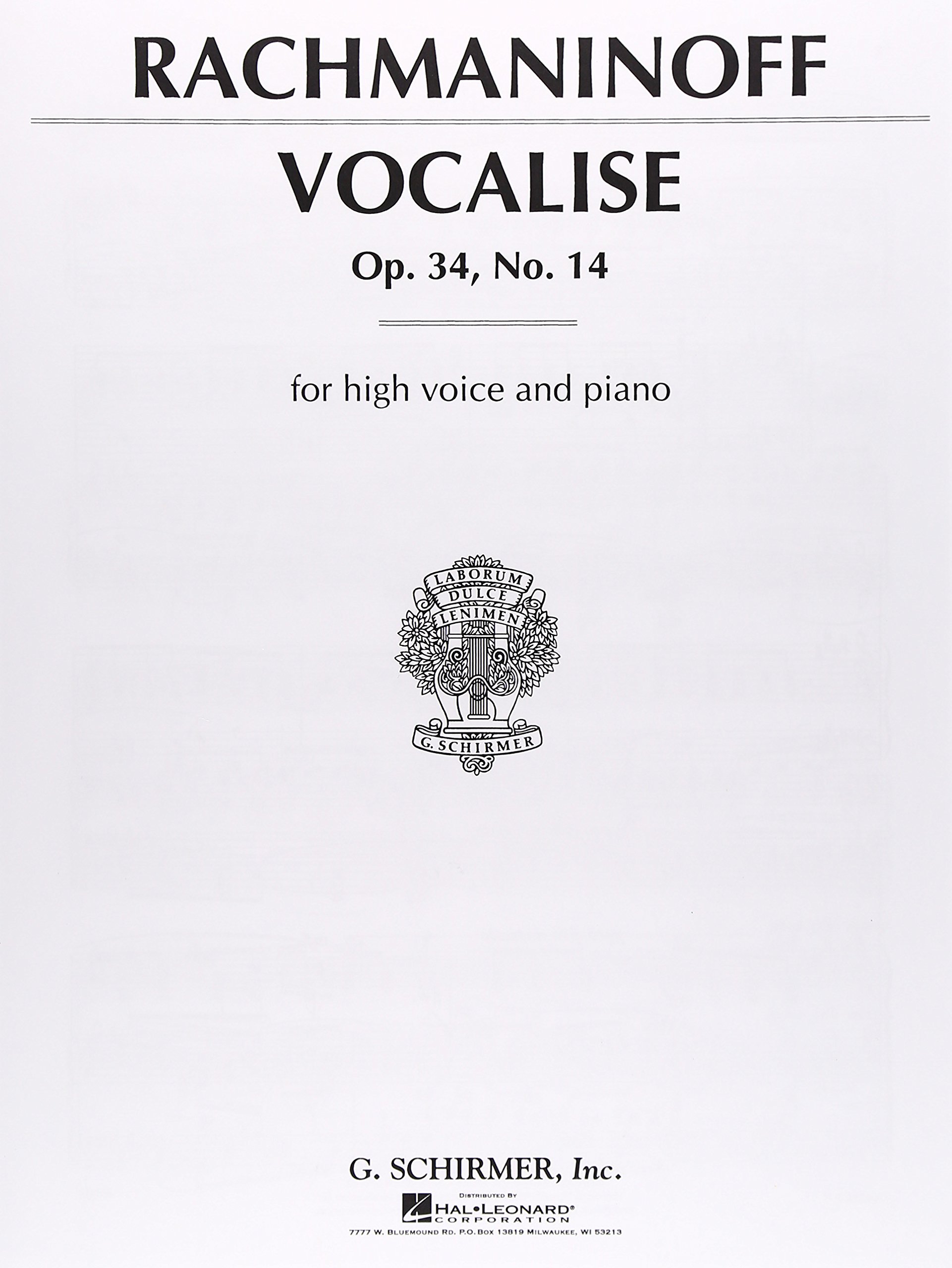 Amazon.co.jp: ラフマニノフ: ヴォカリーズ Op.34/14 (高声用/ホ